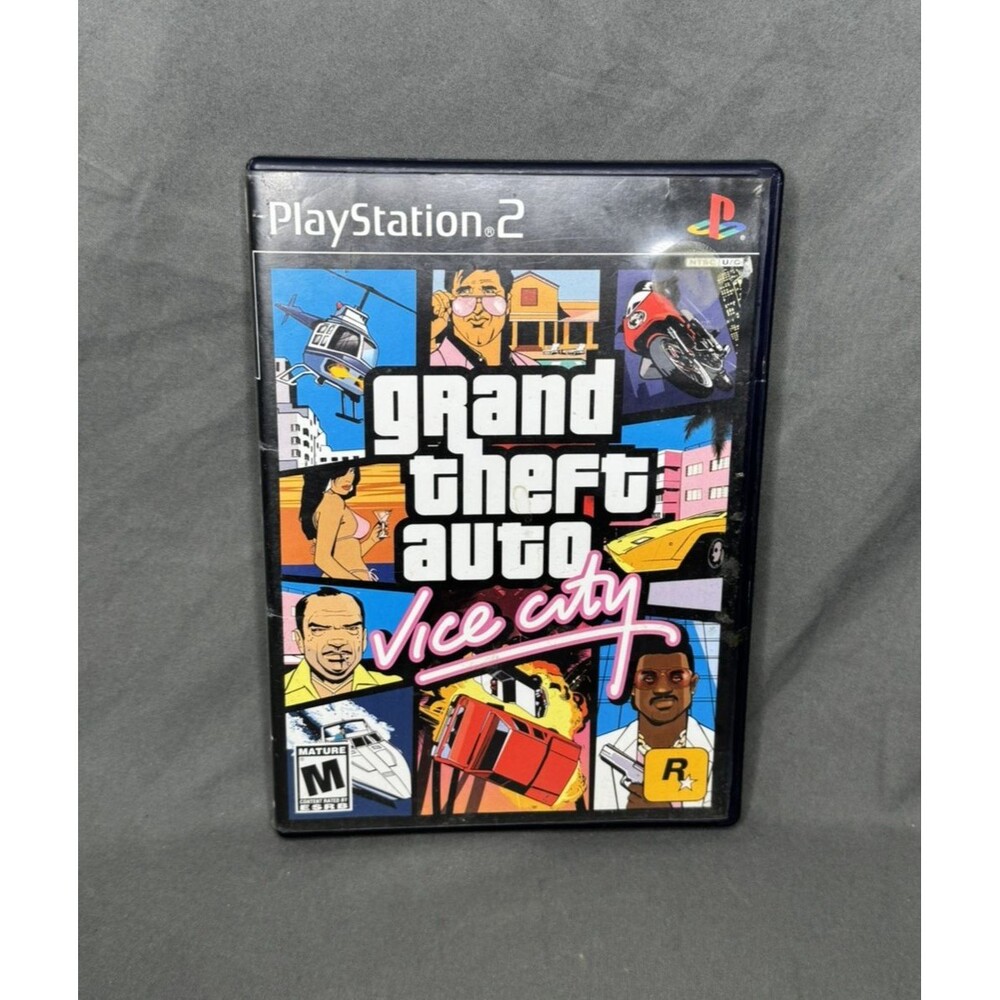 Grand Theft Auto: Vice City (Sony PlayStation 2, 2002) Black Label Case and Disc